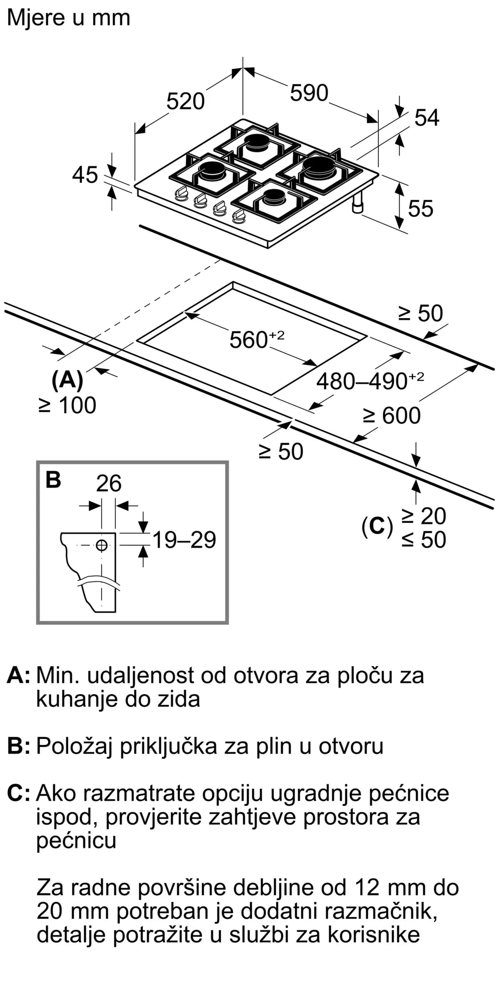 Bosch ploča plinska 60 cm PPP6A6I40