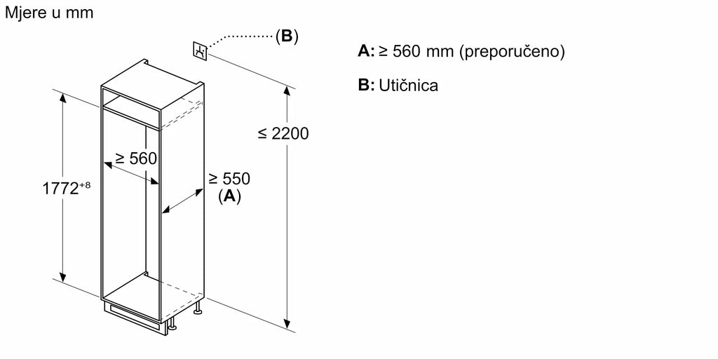 Bosch hladnjak ugradbeni KIV86VSE0