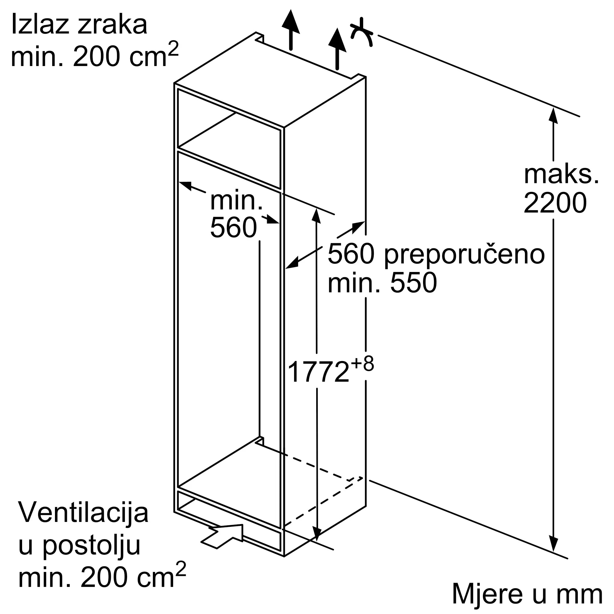 Bosch hladnjak ugradbeni KIR81ADD0